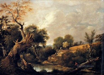 Lake Pond Waterfall Painting - The Harvest Field Romantic landscape John Constable
